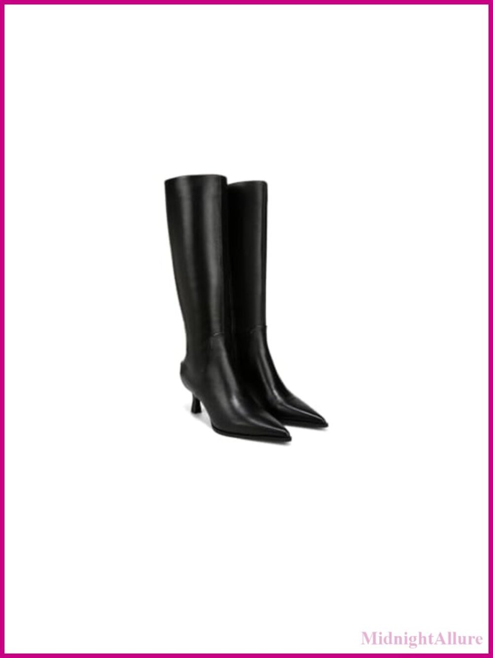 Knee High Pointed Toe Kitten Heel Boots with Zipper